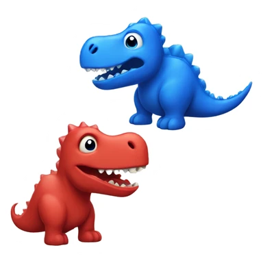 A red dinosaur and a blue dinosaur sticker