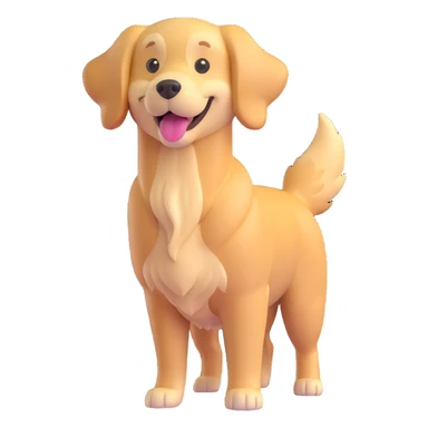 3D style golden retriever, happy expression, standing, wagging tail sticker