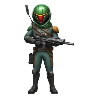 Martian secret service bounty hunter aiming rifle sticker