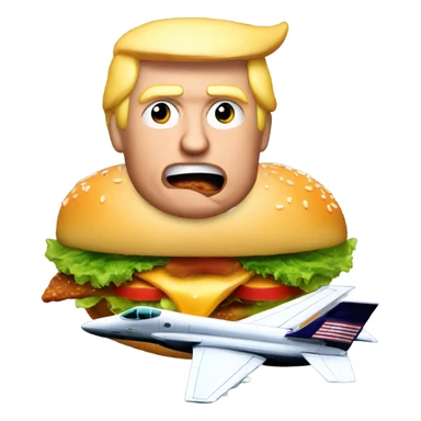Donald trump eating a burger on a jet fighter  sticker