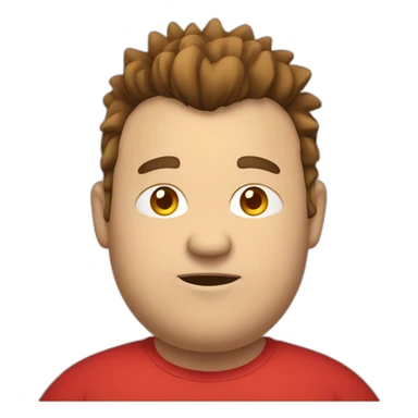 fat guy with a red shirt, brown hair and a mohawk sticker