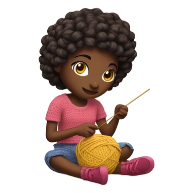 funky girl crochetting sticker