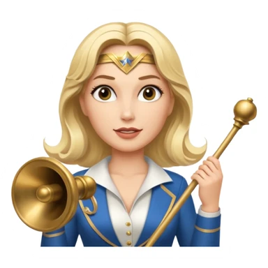 Blonde Wonder Woman holding bell and short white orchestra conductor’s baton  sticker