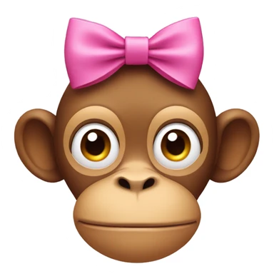 Monkey with a pink hair bow covering its mouth  sticker