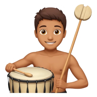 smiling person beating a drum at dawn for sahur sticker