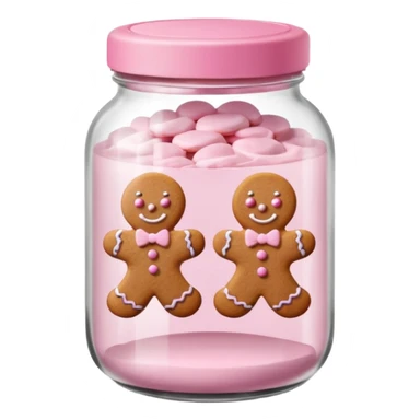 pastel pink christmas gingerbread cookies in jar with pink lid  sticker