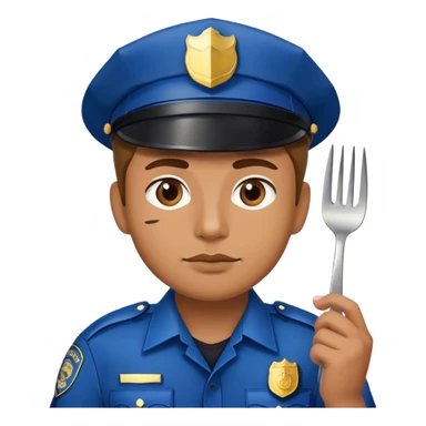 Police with fork u￼p chin sticker