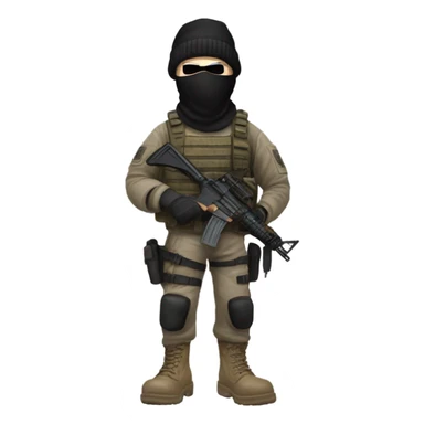 White male, call of duty black mask, camo tactical gear, tan combat boots, black beanie, blue eyes sticker