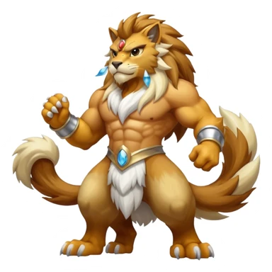 White Shiny Anthro Entei-feline-cat (full body) sticker