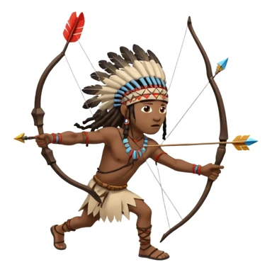 Black American man dark brown with dreads with a American Indian headdress shooting a bow and arrow at a native Indian while he runs  sticker