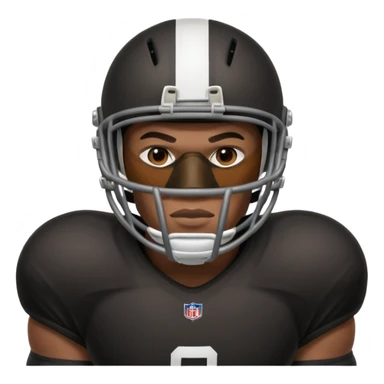 American black football player without a Helmet  and have  a goalkeeper mask which have small holes sticker