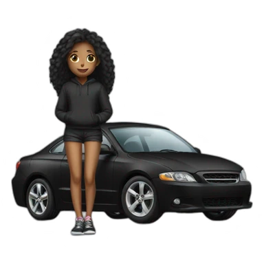 Black car with a girl sticker