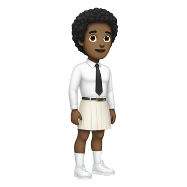 white man black hair in a white skirt white socks sticker