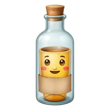 glass bottle with a paper message inside sticker