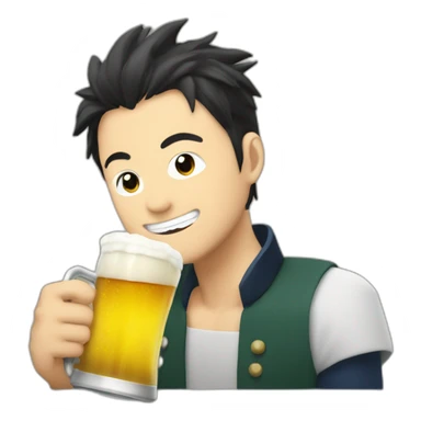 Satoru Gojo drinking a beer sticker