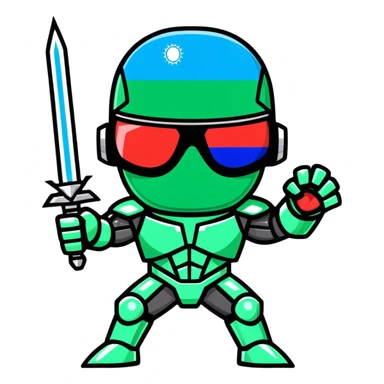 Cyber-Uzbek in retro wave style sticker