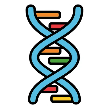 the concept of life, visualized as a DNA double helix with bright colors, clean vector style sticker