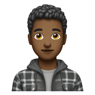 Young man wearing a gray plaid flannel and grey sweatpants sticker