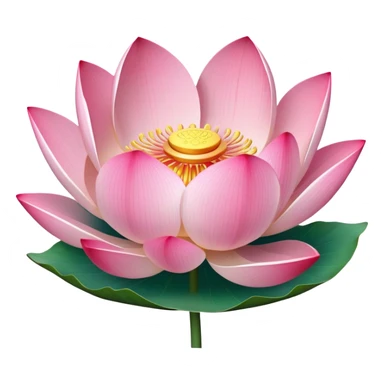 Accurate lotus flower with pink petals and botanically correct lotus leaf - round with distinctive notch, raised edges and radial veins sticker