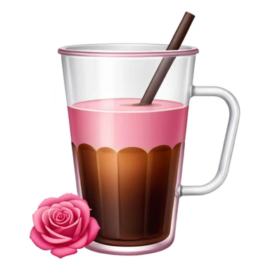 Cold brew coffee with mini roses pink red and small size mini glas cup sticker