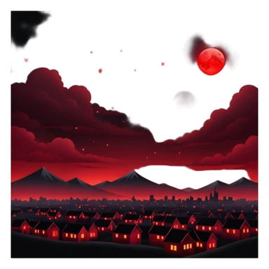 Edgy Black night sky crimson-blood-red glowing lights  Aesthetic scene scenery full picture  sticker