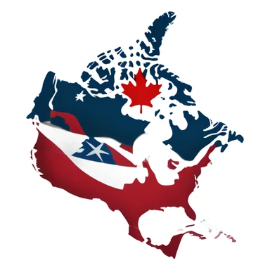 North American map draped in Canadian flag sticker