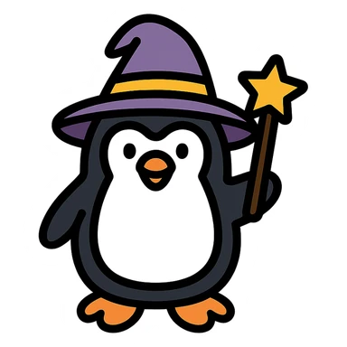 A penguin wizard sticker