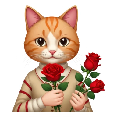 Flower 🌹in hand whiteout face in hand cat whitout  face person and Cat just hand sticker