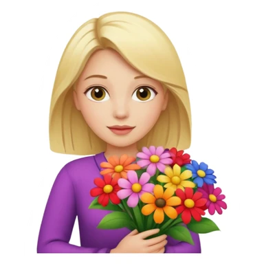 blonde woman with big bouquet of flowers sticker