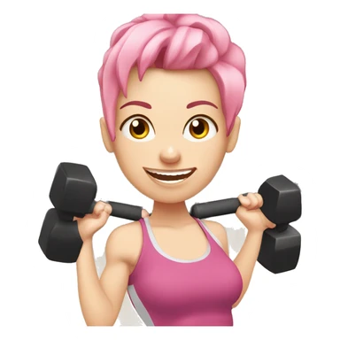 White Girl with dumbbells at gym and pink hair ( long)  sticker