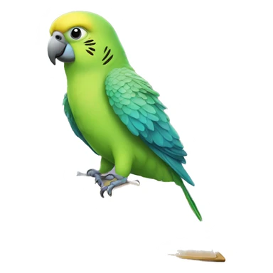 parakeet with giant book sticker