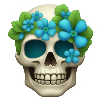 skull with green-blue flowers sticker