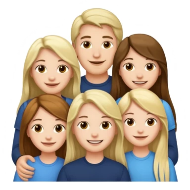 1 man and 2 girls with long hair, friends sticker