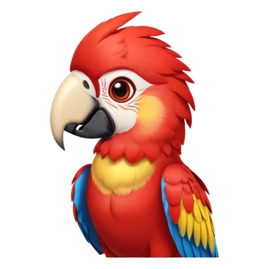 cinematic-cute-macaw-portrait-emoji,-head-tilted-playfully-and-inquisitively,-with-a-dazzling-red-plumage-and-round,-sparkling-eyes-filled-with-charm,-simplified-yet-irresistibly-adorable-features,-highly-detailed, white beak sticker