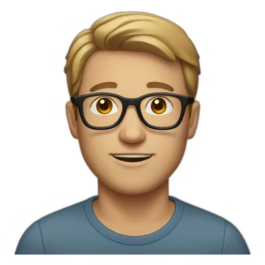 White man with brown short hair and glasses sticker