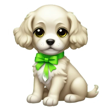 Cava ooo puppy with neon green bows and dress sticker