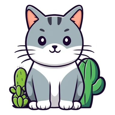 A cactus cat  sticker