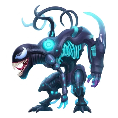Abstract Futuristic Venom-Xenomorph-Genesect-Lunala-ET-hybrid-fantasy-creature sticker