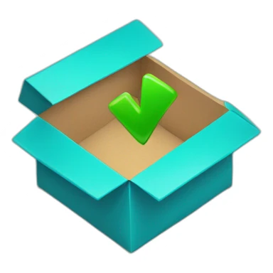 Open Blue box with a green check mark sticker