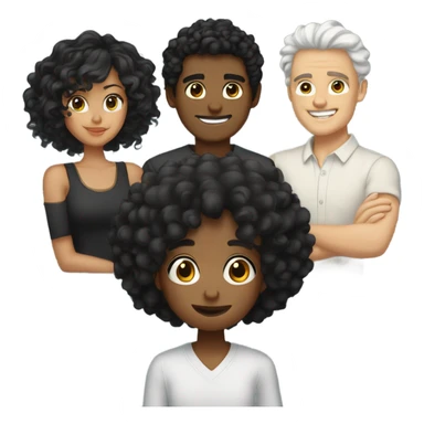 1 male tan, taller, black curly hair and 1 female white, wavy hair, black hair color hugging  sticker