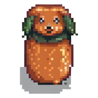 comical fuzzy sausage shape, exaggerated and silly, pixel art style, no explicit content sticker