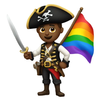 pirate holding a gay flag sticker