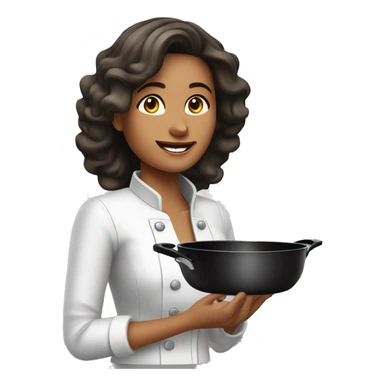 Beauty woman cooking in a 10 inches skillet sticker