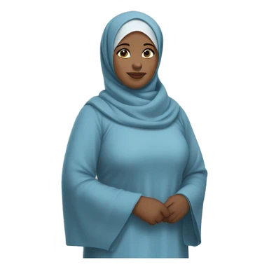 Black chubby Hijabi in light blue abaya standing sticker