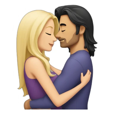 Man with dark long hair hugging a blonde curvy woman sticker