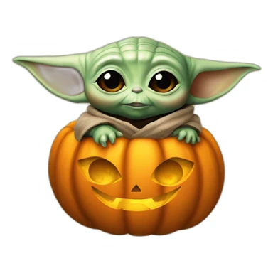 baby yoda in pumpkin sticker
