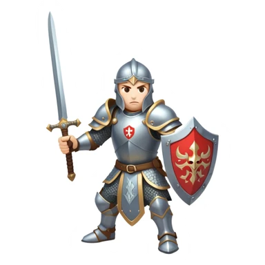 warrior with sword and shield in fantasy battle sticker
