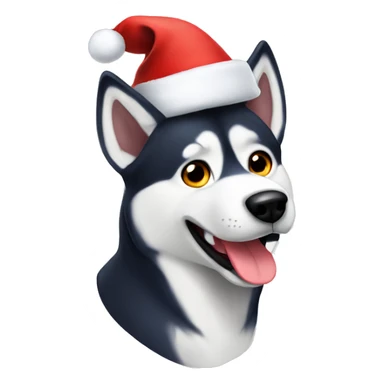Husky wearing Santa hat sticker