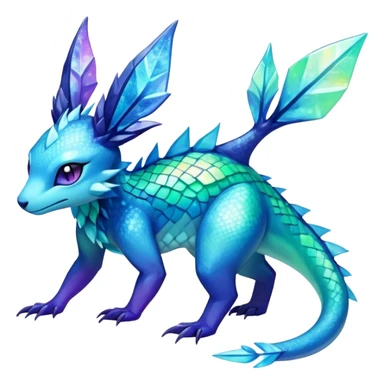 Colorful Iridescent Exotic Salandit-Aurorus-Glaceon-Fakémon-hybrid-creature (full body)  sticker