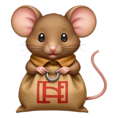 a mouse with a bag sticker